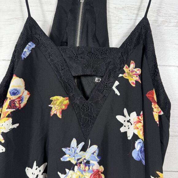 Express Womens Size Medium Lace Trim Floral Tank Top - Picture 2 of 5